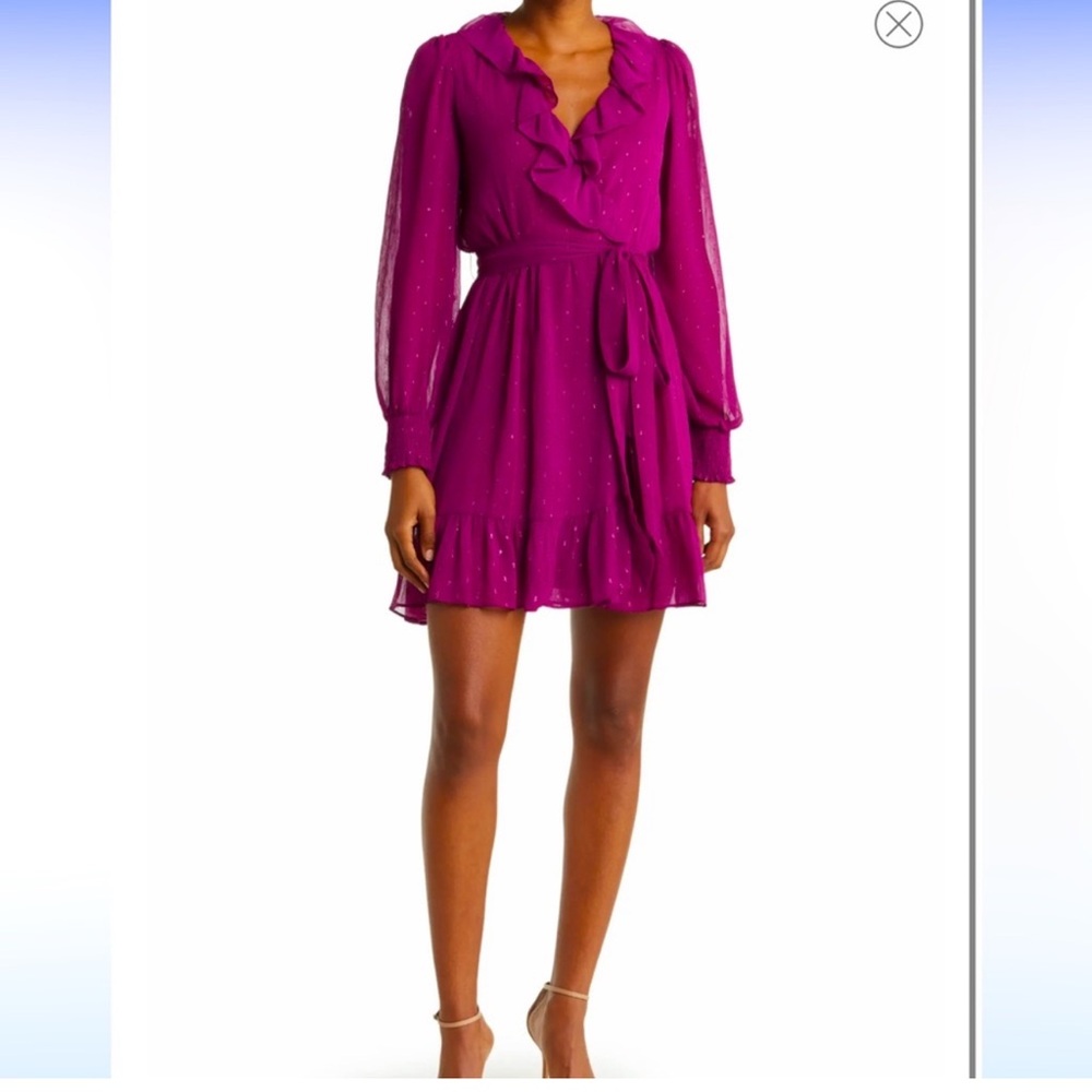 Taylor brand Fuchsia Ruffle Long Sleeve Dress
